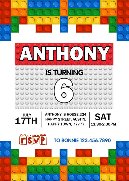 Lego customizable invitation template | Share or Print | CQ153