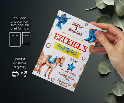 Cowboy Rodeo customizable invitation template | Share or Print | boy | NM071