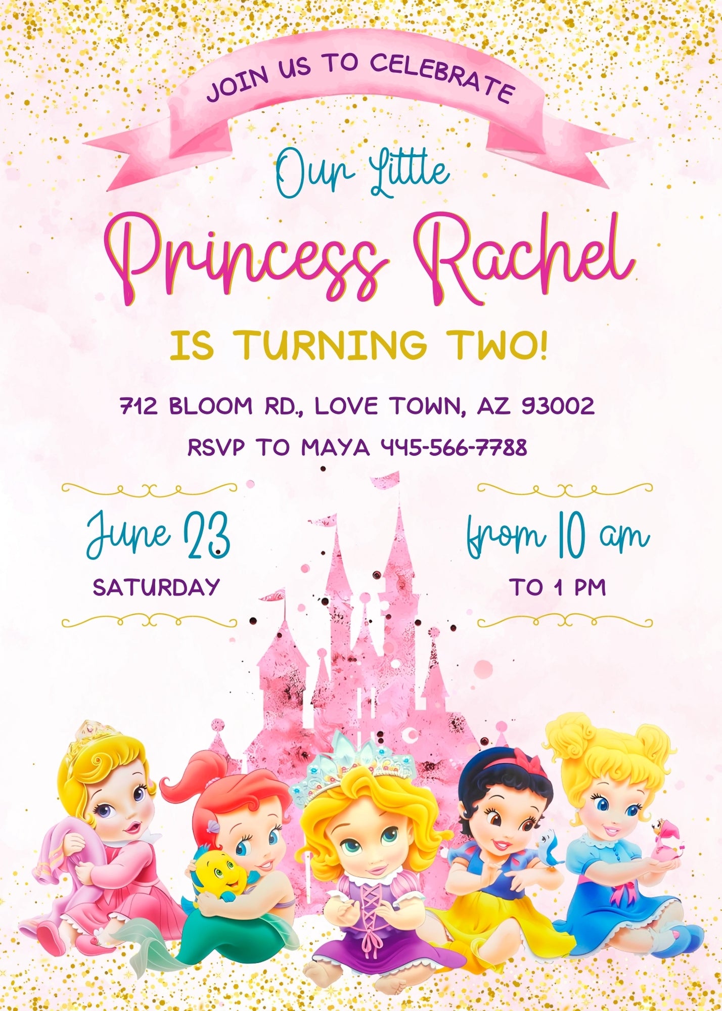 Disney Princess customizable invitation template | Share or Print | girl | YE612