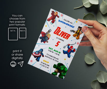 Avengers Marvel Superhero customizable invitation template | Share or Print | boy | PS759