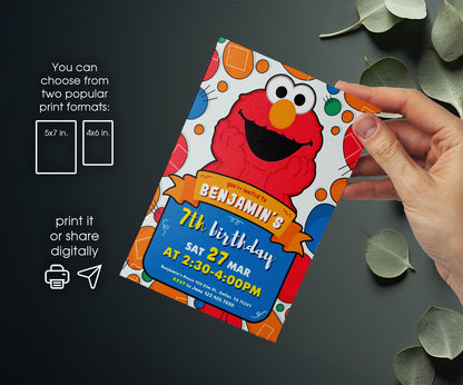 Sesame Street Elmo customizable invitation template | Share or Print | XT372
