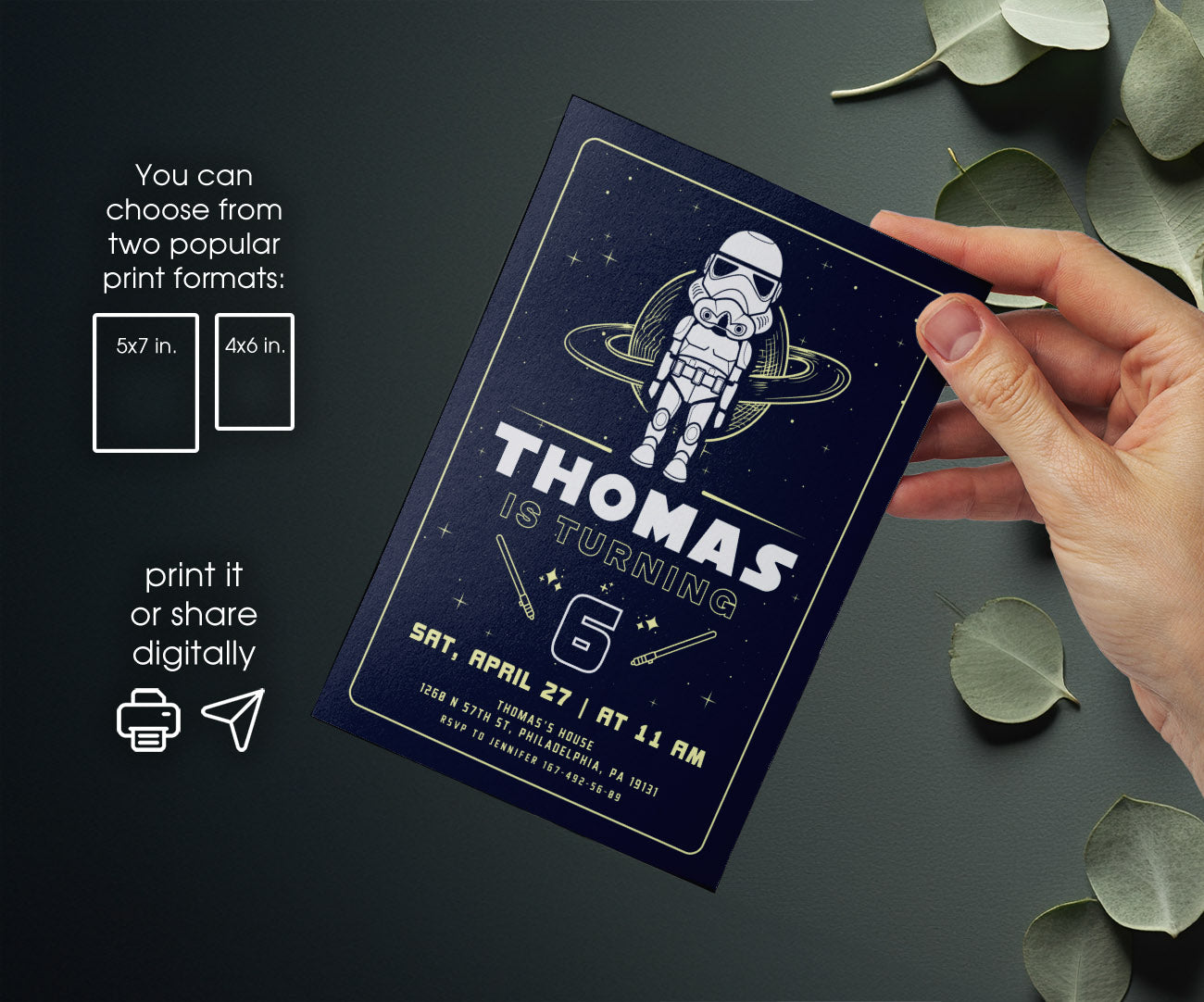 Star Wars Darth Vader customizable invitation template | Share or Print | boy | RR113