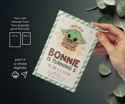 Baby Yoda Grogu Star Wars Mandalorian customizable invitation template | Share or Print | boy | WY219