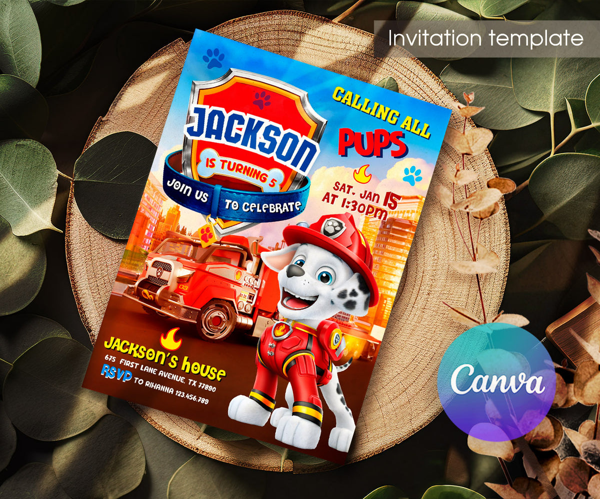 PAW Patrol customizable invitation template | Share or Print | YX373
