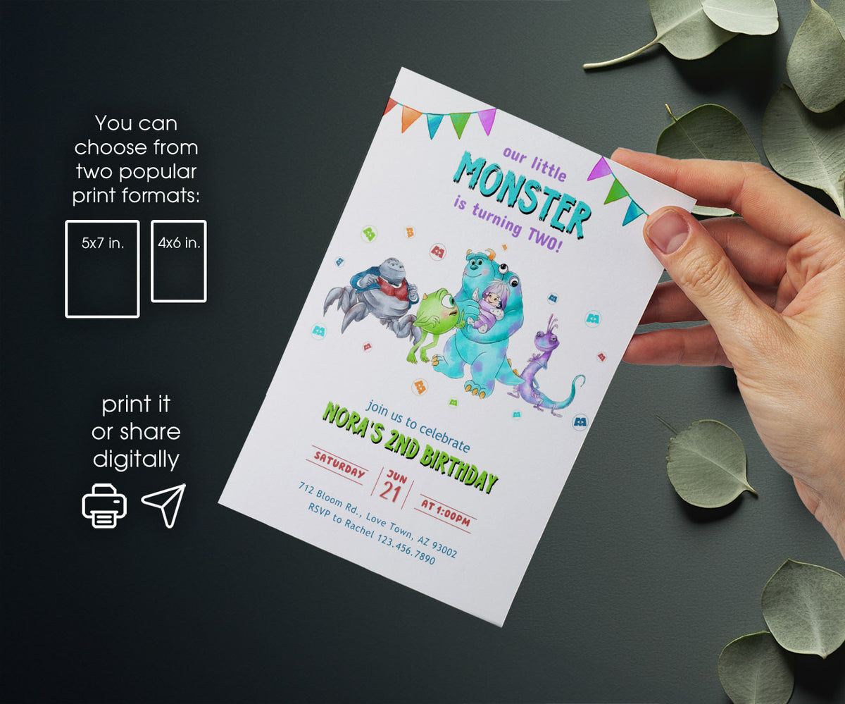 Monsters, Inc. customizable invitation template | Share or Print | JR919