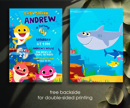 Baby Shark customizable invitation template | Share or Print | VN943