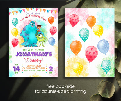 Monsters, Inc. customizable invitation template | Share or Print | EG062