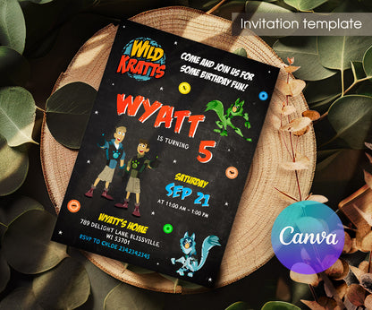 Wild Kratts Creature Hero customizable invitation template | Share or Print | XE742