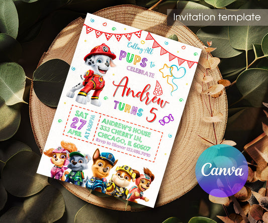 PAW Patrol customizable invitation template | Share or Print | QE150