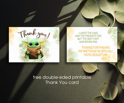 Baby Yoda Grogu Star Wars Mandalorian customizable invitation template | Share or Print | boy | HY325