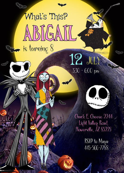 The Nightmare Before Christmas Halloween customizable invitation template | Share or Print | OS818