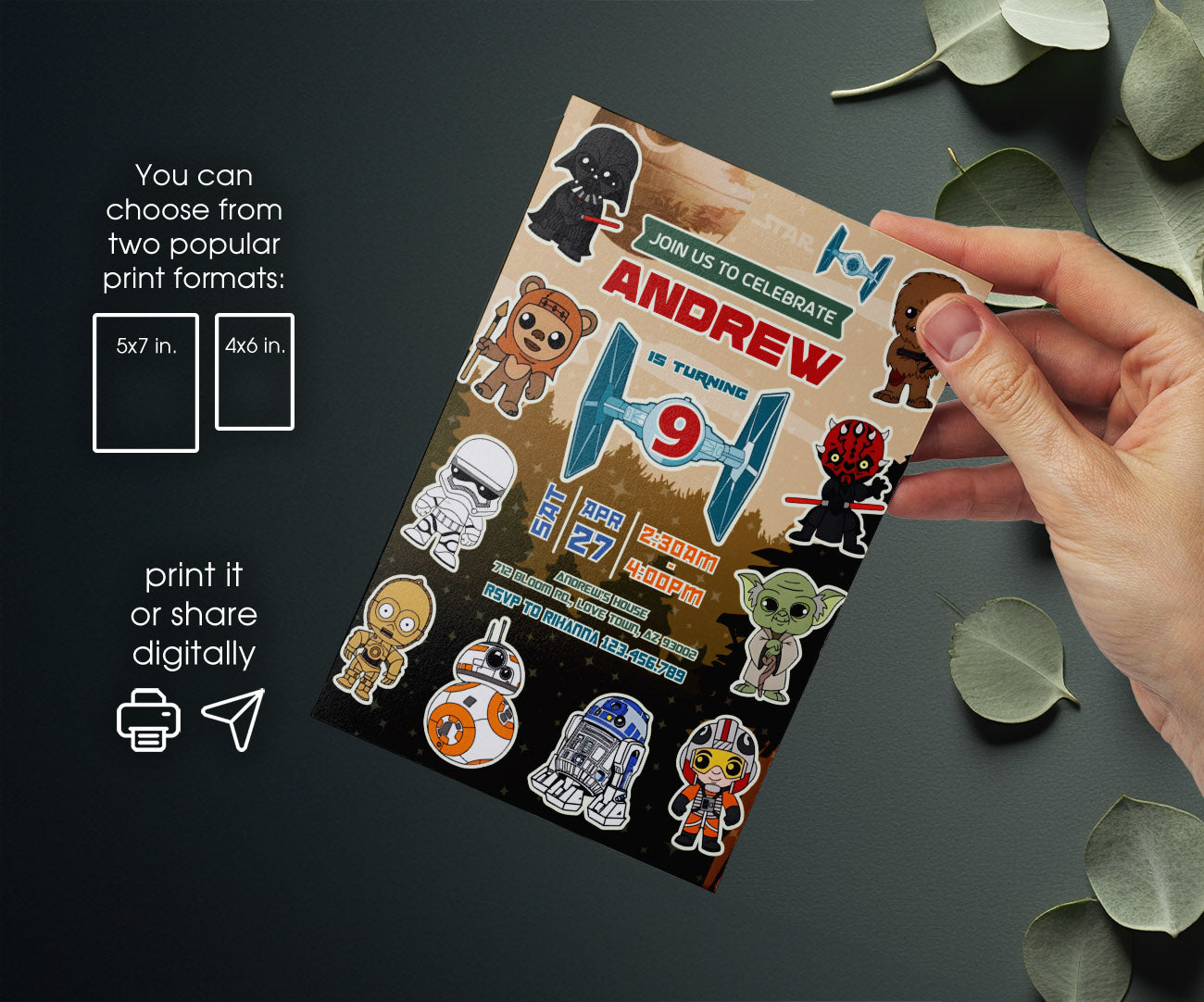 Star Wars Darth Vader customizable invitation template | Share or Print | boy | NM539