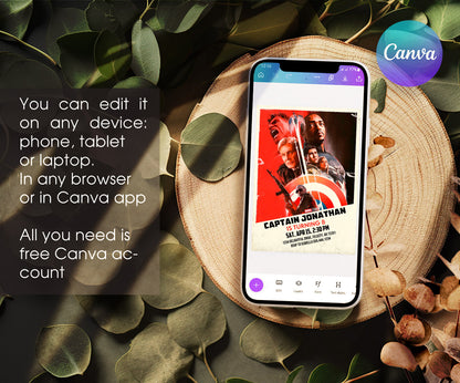 Captain America: Brave New World, Red Hulk customizable invitation template | Share or Print | boy | HG680