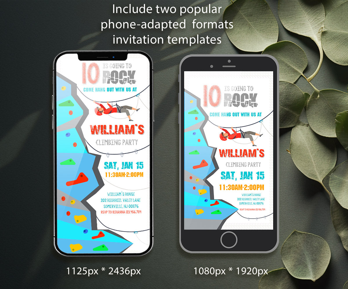 Rock Climbing customizable invitation template | Share or Print | PL252