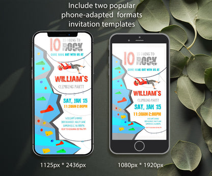Rock Climbing customizable invitation template | Share or Print | PL252