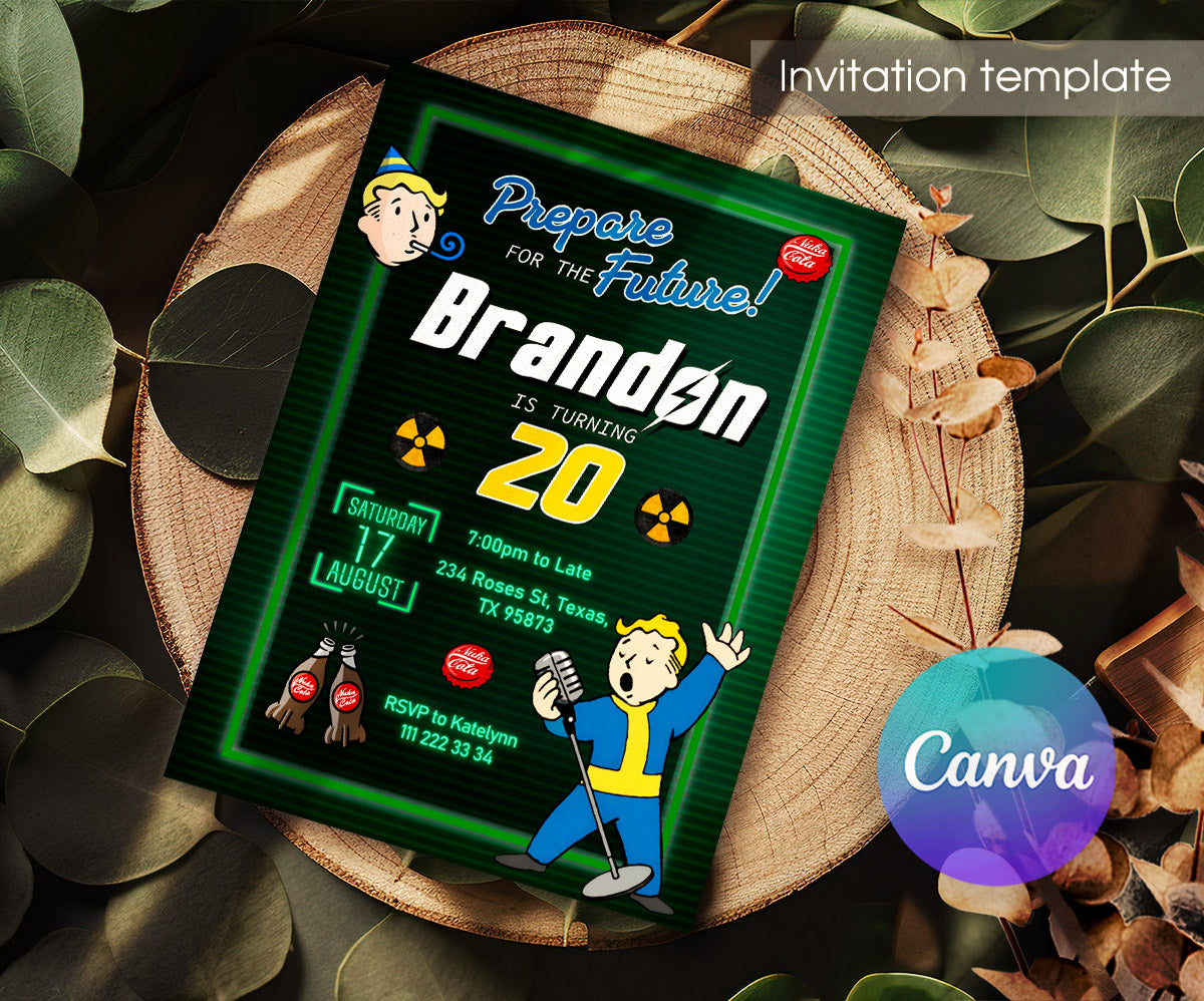 Fallout Pipboy customizable invitation template | Share or Print | US526