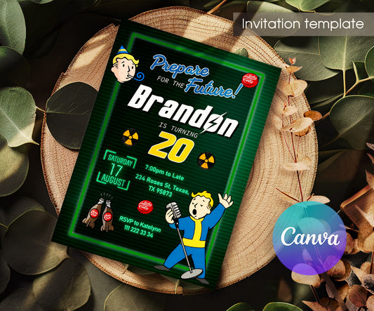 Fallout Pipboy customizable invitation template | Share or Print | US526