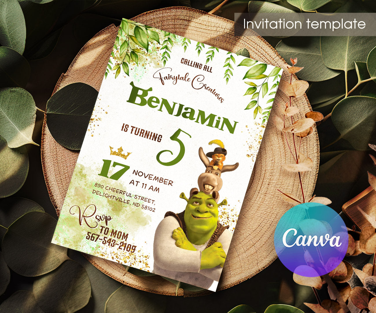 Shrek customizable invitation template | Share or Print | QE924