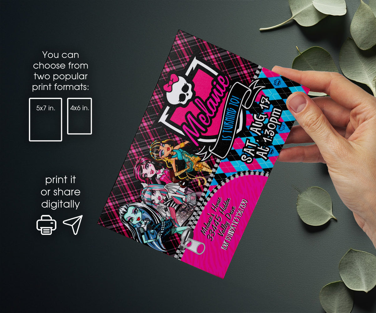 Monster High customizable invitation template | Share or Print | girl | SB335