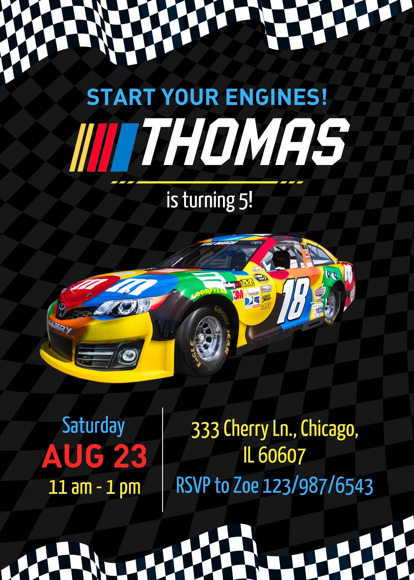 Nascar Ricky Bobby customizable invitation template | Share or Print | boy | HD071