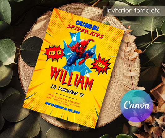 Spiderman Marvel Superhero customizable invitation template | Share or Print | boy | ZS235