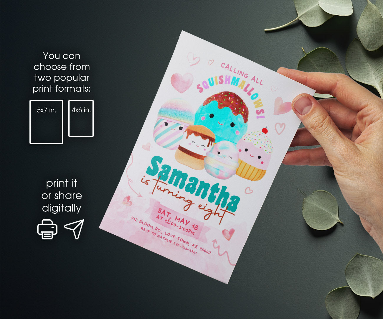 Squishmallows customizable invitation template | Share or Print | AZ758