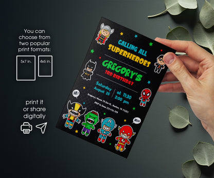 Avengers Marvel Superhero customizable invitation template | Share or Print | boy | AZ161