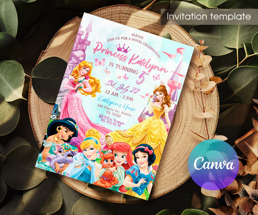 Disney Princess customizable invitation template | Share or Print | girl | GN801