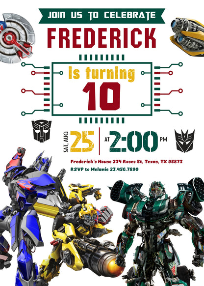 Transformers Rescue Bots customizable invitation template | Share or Print | boy | WL092