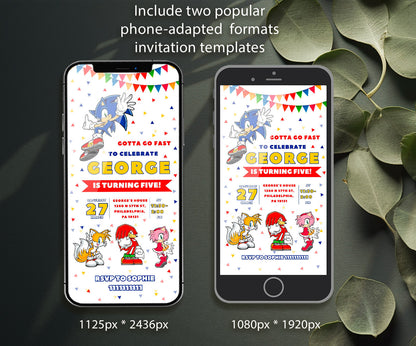 Sonic the Hedgehog customizable invitation template | Share or Print | EI924
