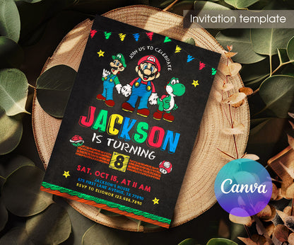 Super Mario Bros customizable invitation template | Share or Print | RY878