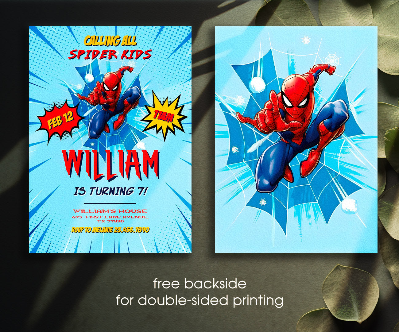 Spiderman Marvel Superhero customizable invitation template | Share or Print | boy | FV425