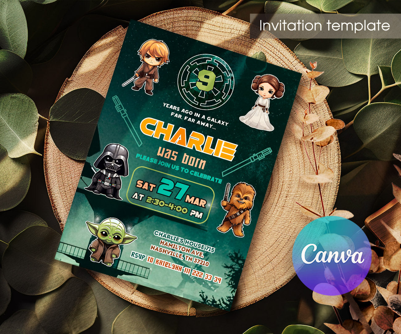 Star Wars Darth Vader customizable invitation template | Share or Print | boy | UN972
