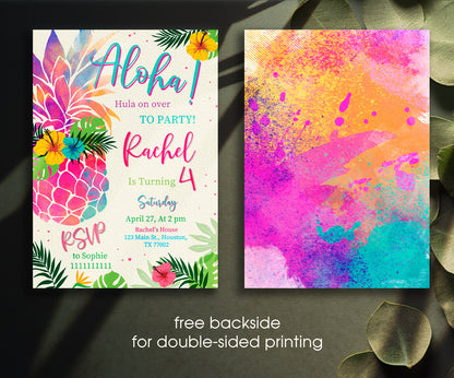 Aloha Luau Party customizable invitation template | Share or Print | girl | LP458