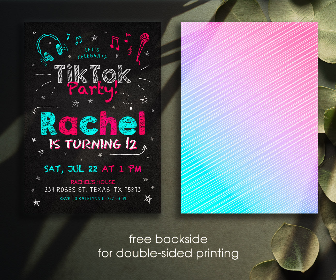 Tik Tok Party customizable invitation template | Share or Print | CO743