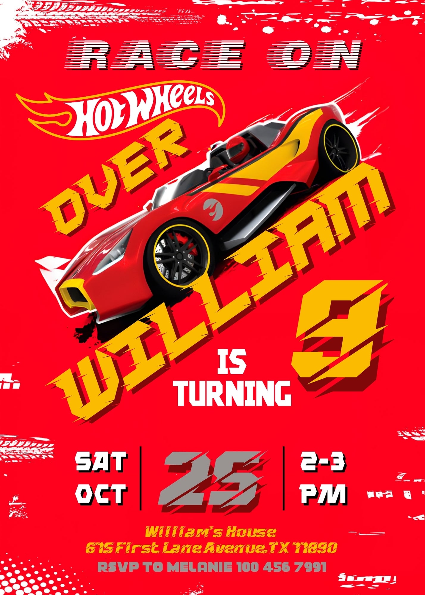Hot Wheels Racing customizable invitation template | Share or Print | boy | PM250