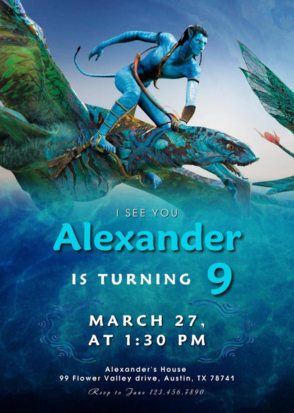 Avatar The Way of Water customizable invitation template | Share or Print | PC441