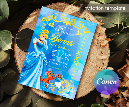 Cinderella Princess customizable invitation template | Share or Print | girl | PG281