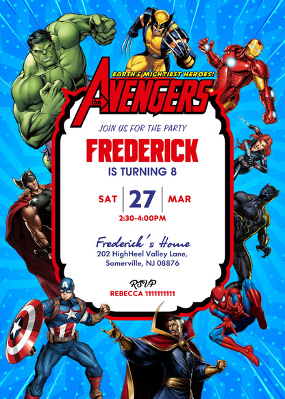 Avengers Marvel Superhero customizable invitation template | Share or Print | boy | GZ356