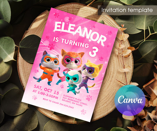 SuperKitties customizable invitation template | Share or Print | QG039