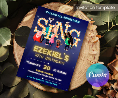 Sing Two Karaoke customizable invitation template | Share or Print | IQ948