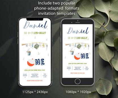 Fishing 1st O-Fish-Ally customizable invitation template | Share or Print | PK084