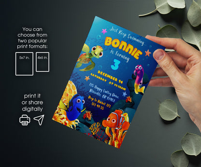 Finding Nemo customizable invitation template | Share or Print | LL964
