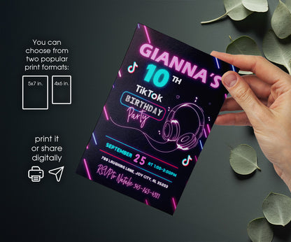 Tik Tok Party customizable invitation template | Share or Print | UC791