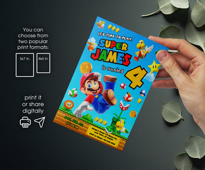 Super Mario Bros customizable invitation template | Share or Print | CV284