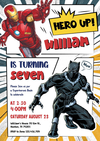 Avengers Marvel Superhero customizable invitation template | Share or Print | boy | TL344