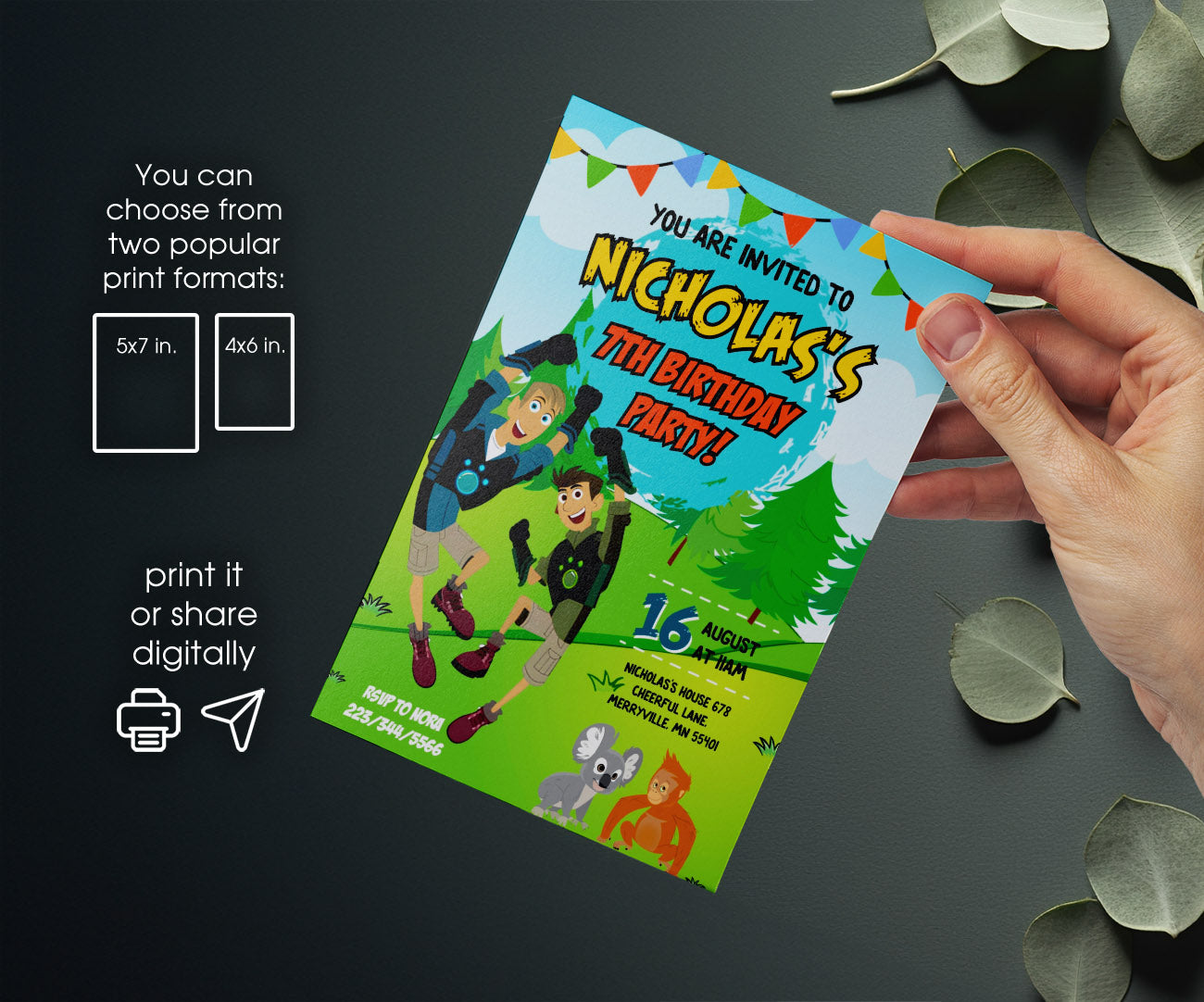 Wild Kratts Creature Hero customizable invitation template | Share or Print | FA508