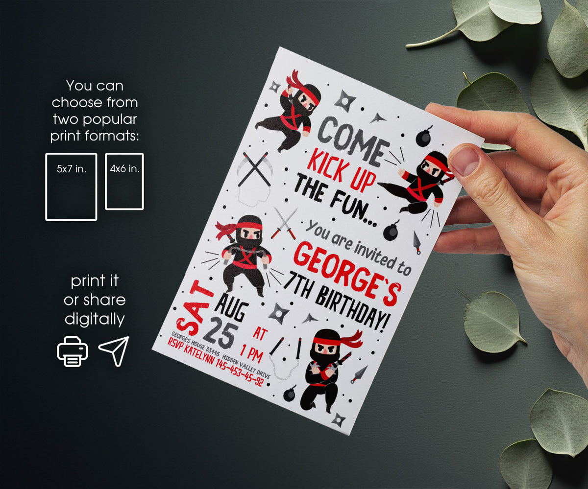 Ninja Kidz TV customizable invitation template | Share or Print | JH258