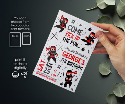 Ninja Kidz TV customizable invitation template | Share or Print | JH258