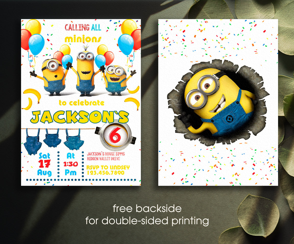Minions Despicable Me customizable invitation template | Share or Print | IC300